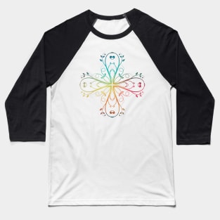 Rainbow abstract flower design 11 Baseball T-Shirt